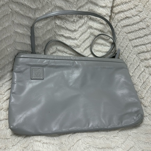 Anne Klein for Calderon Gray Soft Leather Convertible Crossbody Clutch purse - Picture 1 of 9